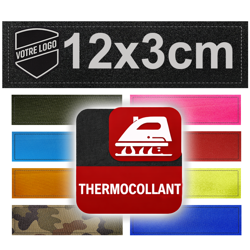 Patch personnalisé Thermocollant 12x3cm | Texte ou logo | Fabrication française