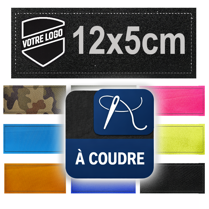 Patch personnalisé à coudre 12x5cm| Texte ou logo | Fabrication française