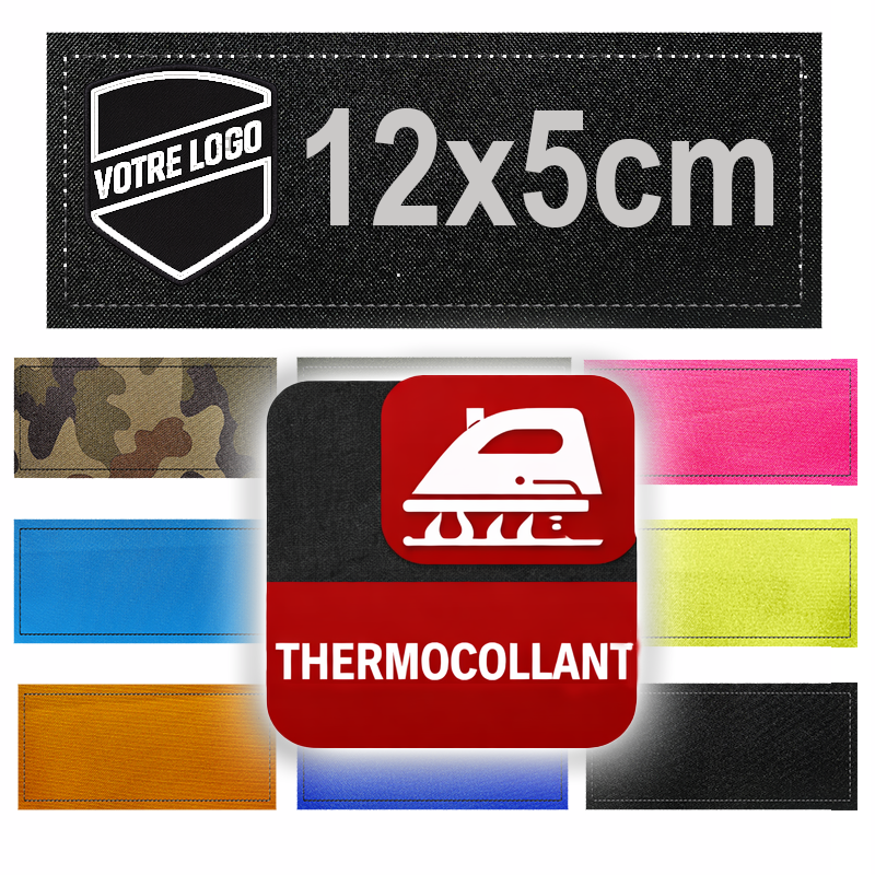 Patch personnalisé Thermocollant 12x5cm| Texte ou logo | Fabrication française
