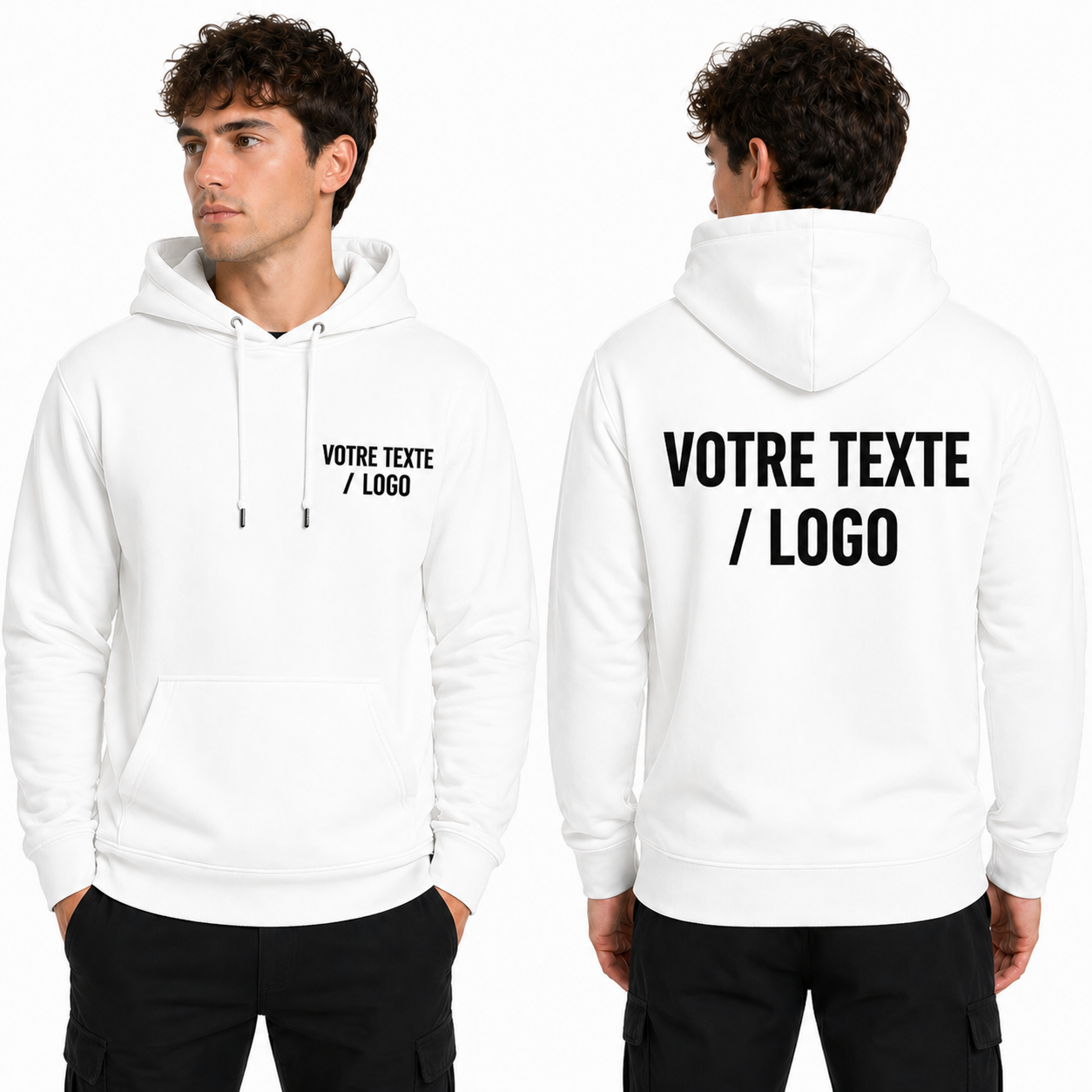 Sweat personnalisé à capuche – Texte ou logo
