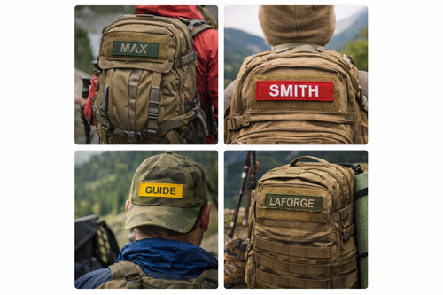 Patch imprimé personnalisé 12x5 cm – auto agrippant , thermocollant ou à coudre
