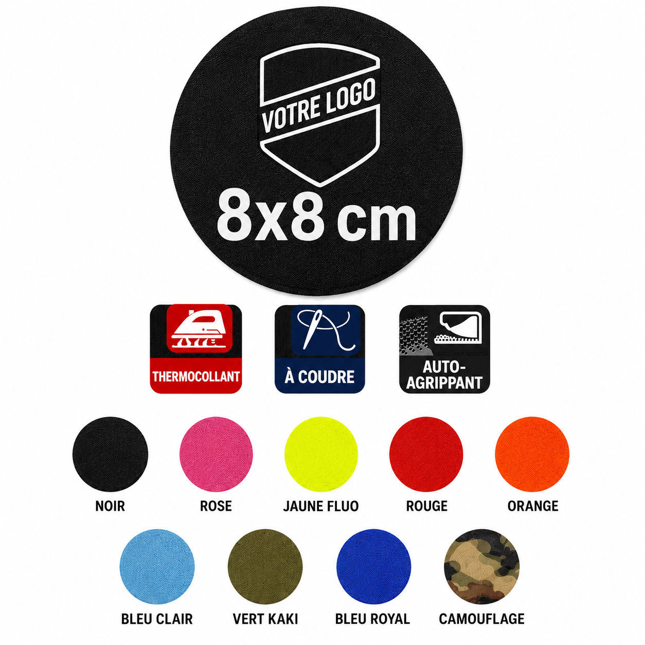 Patch rond personnalisé imprimé – Logo, texte ou image