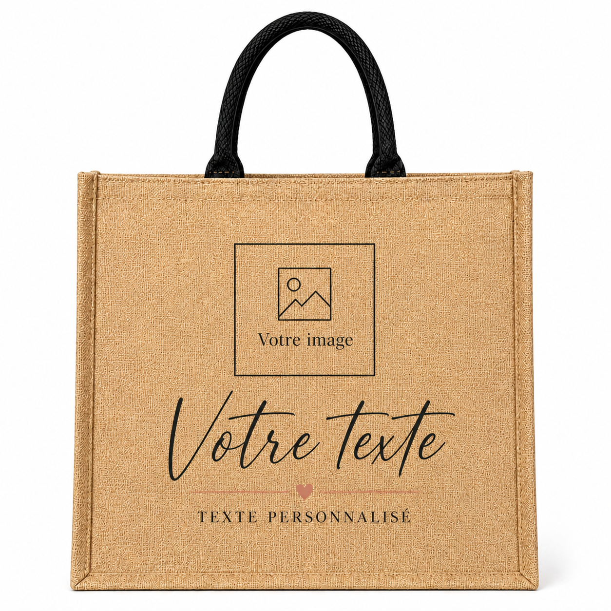 Sac cabas personnalisé en jute imprimé